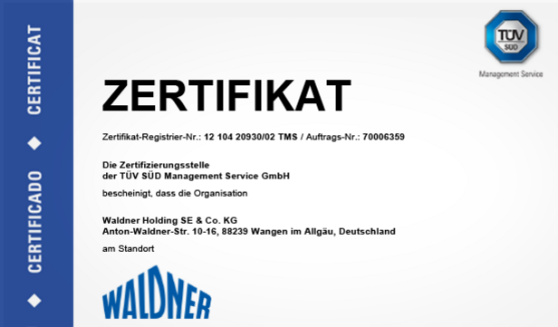 Zertifikat Umweltmanagementsystem