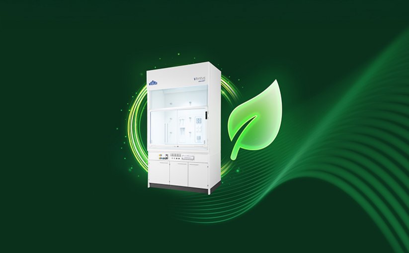 Waldner Ventus osciJET laboratory fume hood with icon for efficiency.