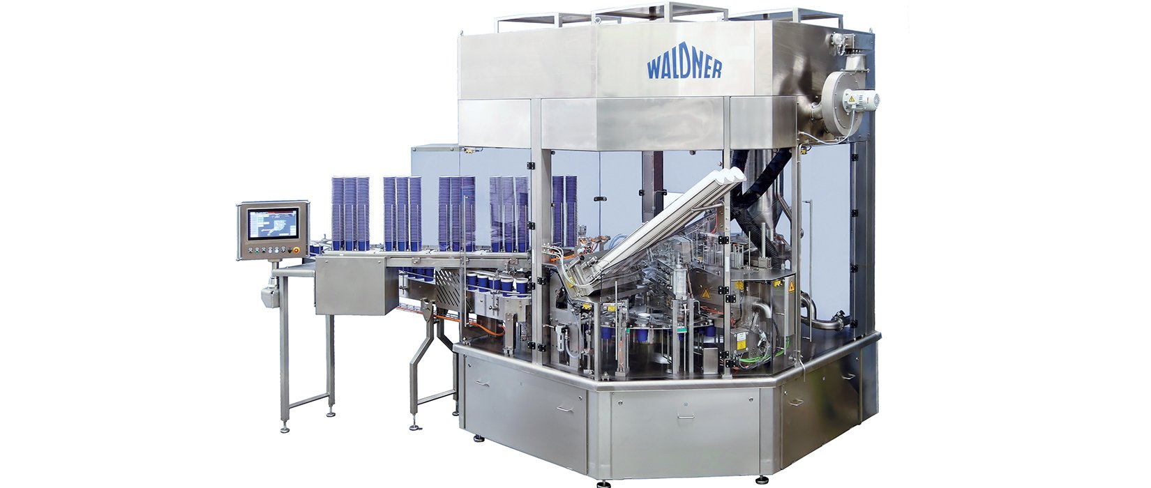 Dosomat filling machine for plastic cups