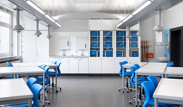 Students conducting a science experiment under teacher supervision