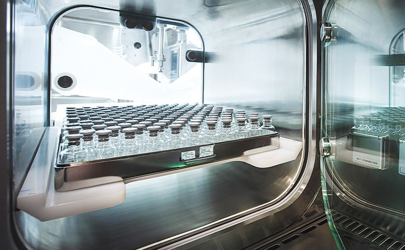 Laboratory samples in a vacuum oven