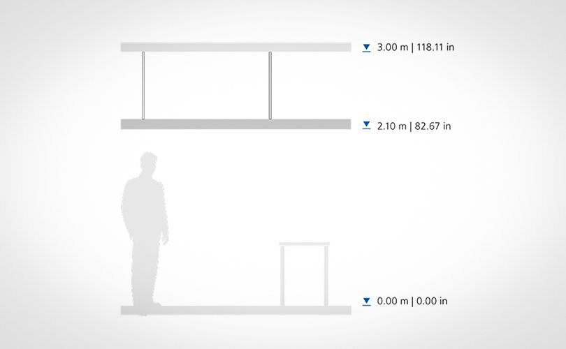 Illustration showing Media Wing height and installation dimensions