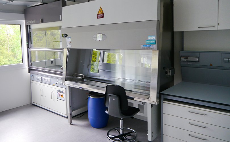 Fume hood in mobile laboratory