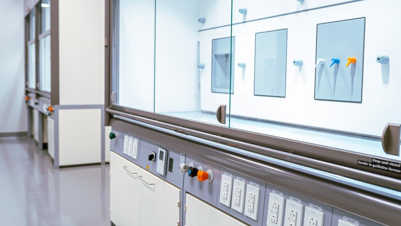 Close-up of a laboratory fume cupboard