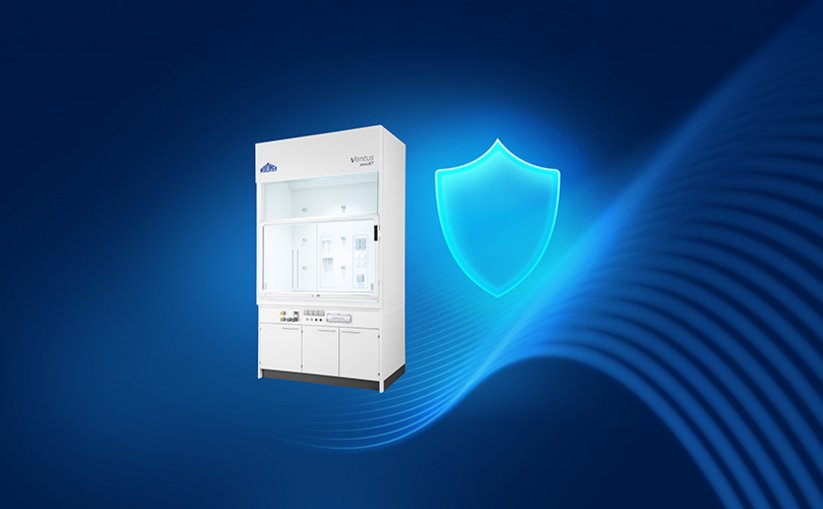 Waldner Ventus osciJET laboratory fume hood with icon for safety