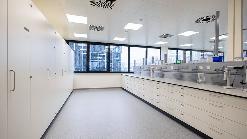 Labor mit Wandschrank