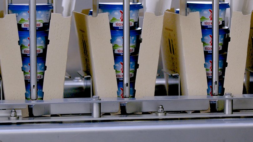 Cardboard packaging of products on the automated line