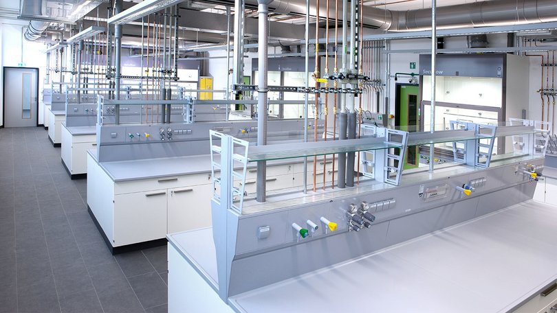 Laboratory workstations with service duct elements